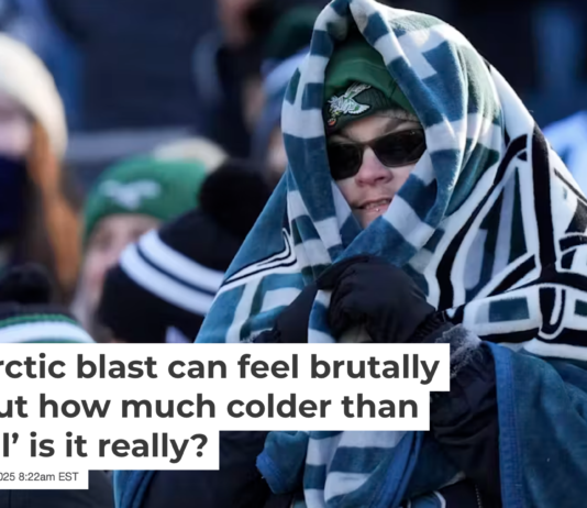 Philadelphia Eagles fans braved temperatures in the 20s to watch their team play the New York Giants on Jan. 5, 2025. AP Photo/Chris Szagola